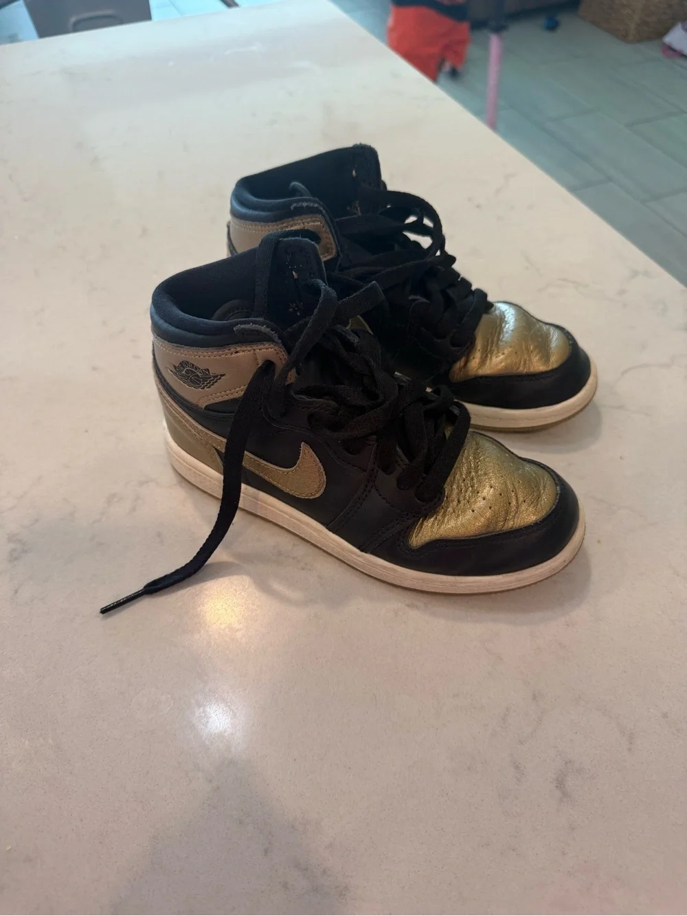 Nike Kids High-Top Sneakers — Black & Metallic Gold